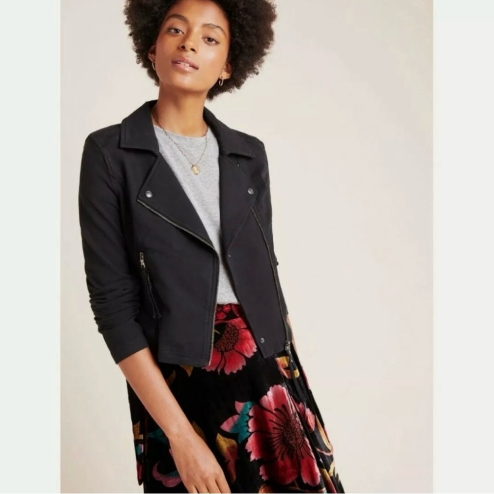 Marrakech moto‎ jacket, Medium, cotton / spandex, biker, retro, stretch, Anthro